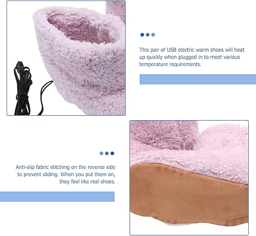 Miniatura 2 de Beaupretty 1 par de calentadores de pies calentados con cojín recargable por USB, calentador de pies de felpa, almohadilla de calefacción eléctrica,