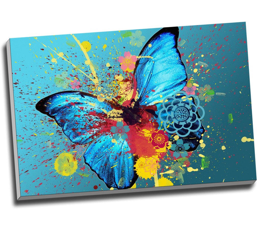Panther Print Mixed Colours Abstract Butterfly Canvas Wall Art Picture Canvas Print Wall Art Picture Prints Large A1 30 X 20 Inches (76.2Cm X 50.8Cm)