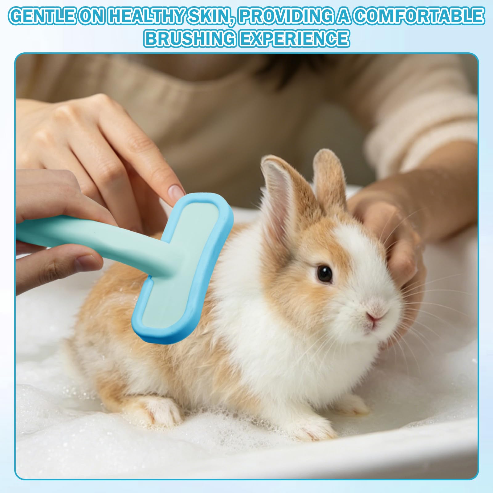 Brosse douce pour lapin (1 pièce), brosse pratique pour le toilettage des lapins, peigne de massage en silicone souple pour petits animaux, kit de toilettage pour lapins, chats
