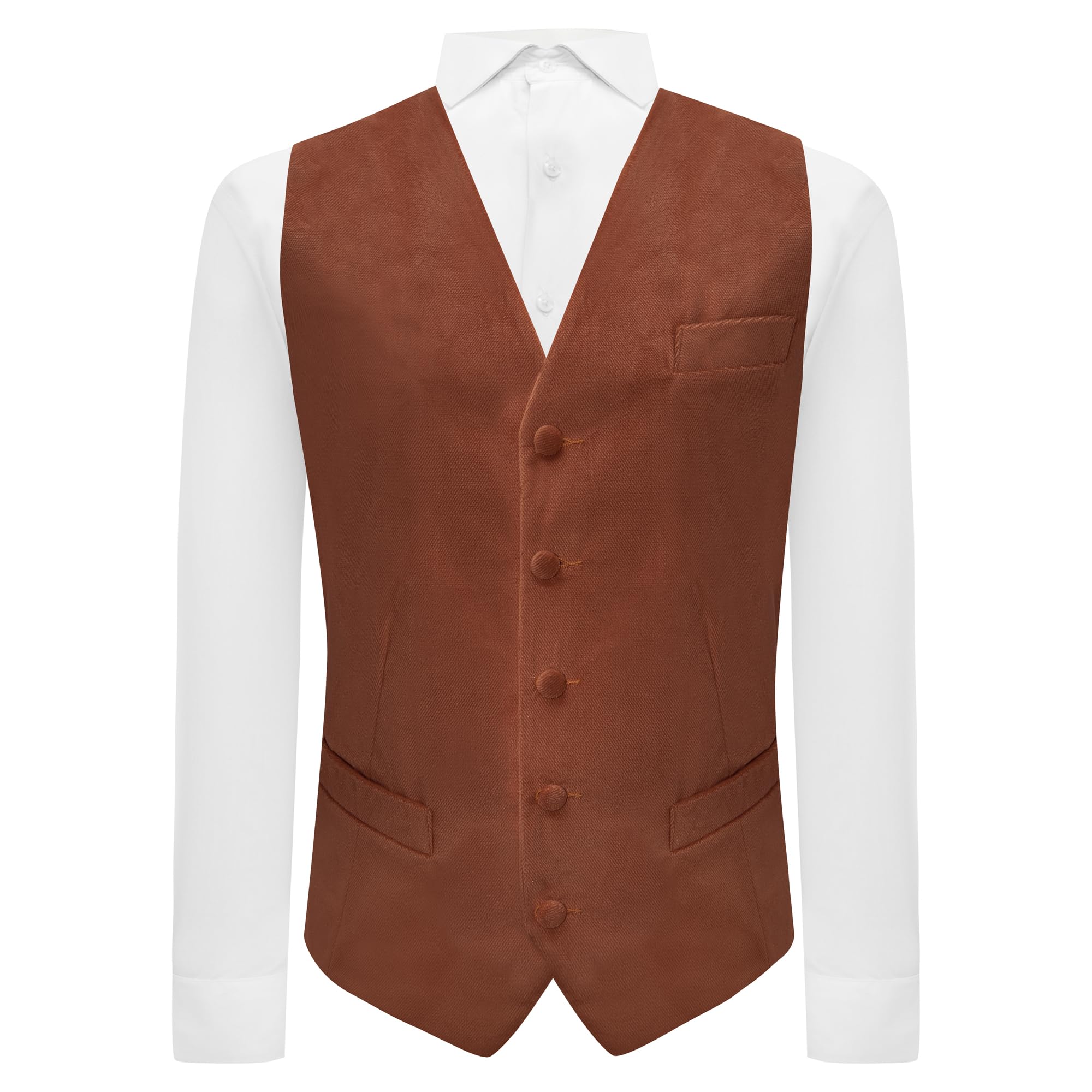 King & Priory Bronze Textured Velvet Waistcoat - M