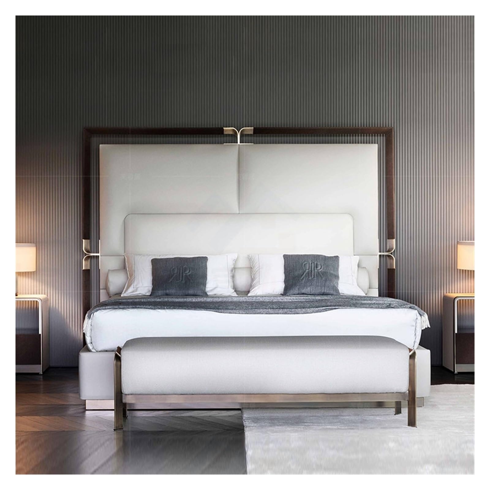 Banc de Chambre Moderne capitonné avec Pieds en métal - Élégant siège d'entrée Blanc, Meuble Polyvalent pour Le Salon et Le Pied de lit (160 cm x 45 cm x 45 cm)
