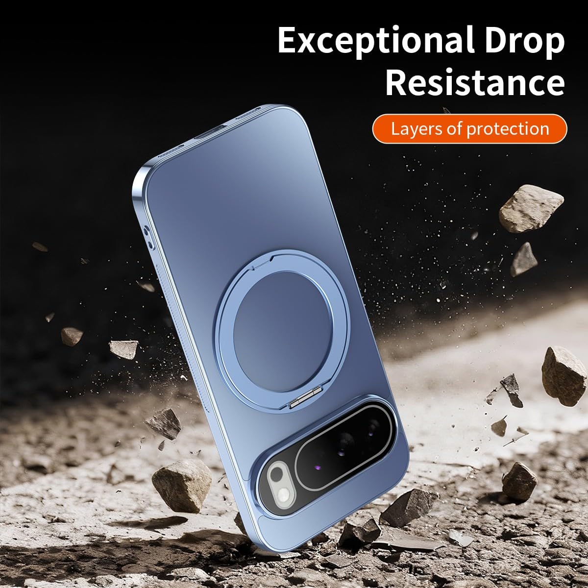 Generic Funda compatible con Google Pixel 9 Pro XL (color: oro desierto) carcasa rígida con soporte de metal esmerilado