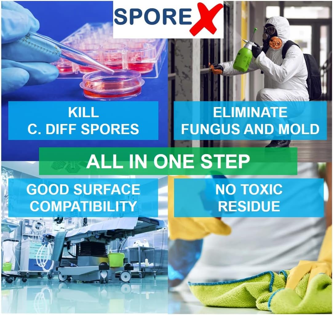 Disinfectant (1 gallon) Eliminate 99.9999% C Difficile Spores, Viruses, Bacteria, Mold and Fungi. One Step Disinfectant. No Toxic Residue. Works with Electric Sprayers