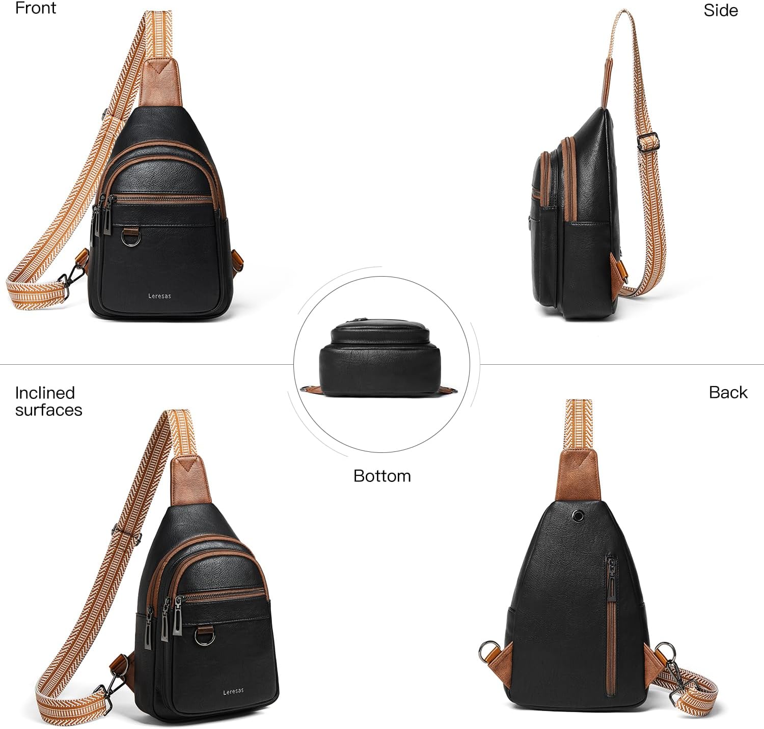 7L Sling Bag for Women Men Vegan Leather Crossbody Bags Fanny Pack Purse Backpack Over Shoulder Bag Travel Anti Theft - Image 6