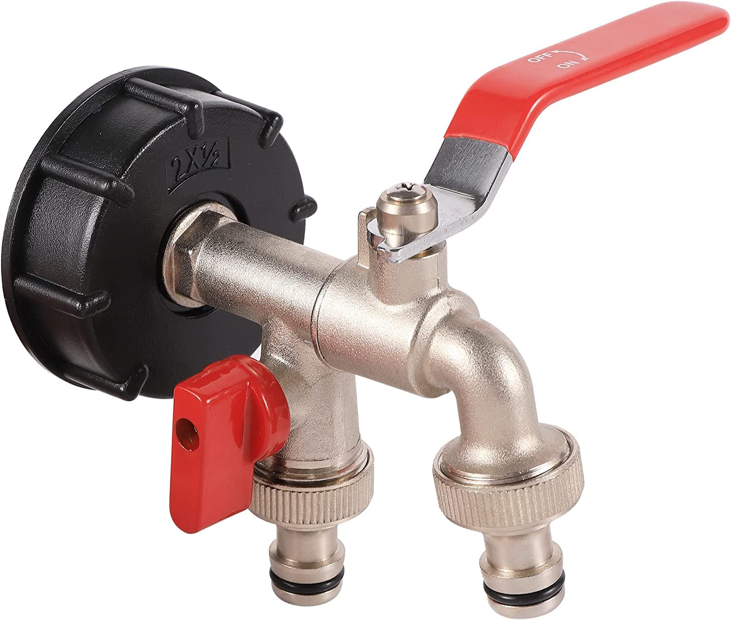 ready IBC Tank Adapter,S60X6 IBC Tote Tank Drain Adpater IBC Tap Fitting for Oil Fuel Water (3/4" X2)