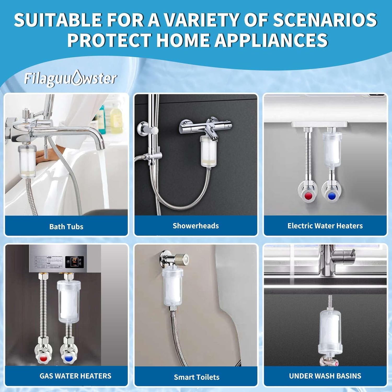 FA10 Washer Water Filter,1 Micron, 99.5% Removal of Chlorine Odor, Carbon+PP Filter Media, Soften Skin Hair & Clothes, Filter for Washing Machine, Shower, Anti Scale, 6.7" Inline - Image 7