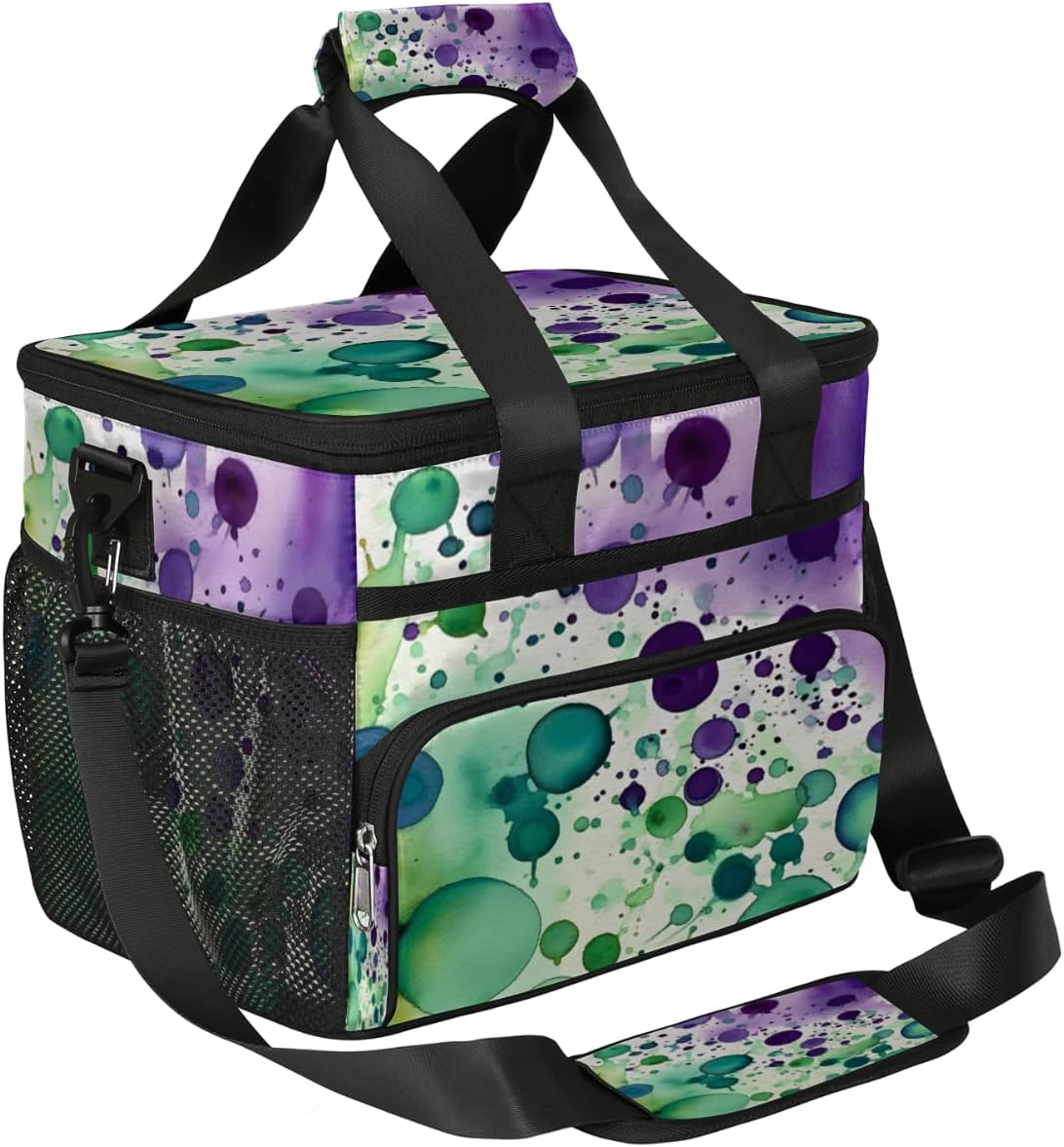 Ink Splashes Insulated Picnic Backpack Lunch Box for Women Men Picnic Basket Tote Lunch Bag Picnic Bag Portable Lunch Bags for Picnic, Beach, Work, Trip,Office, Camp Watercolor Dots