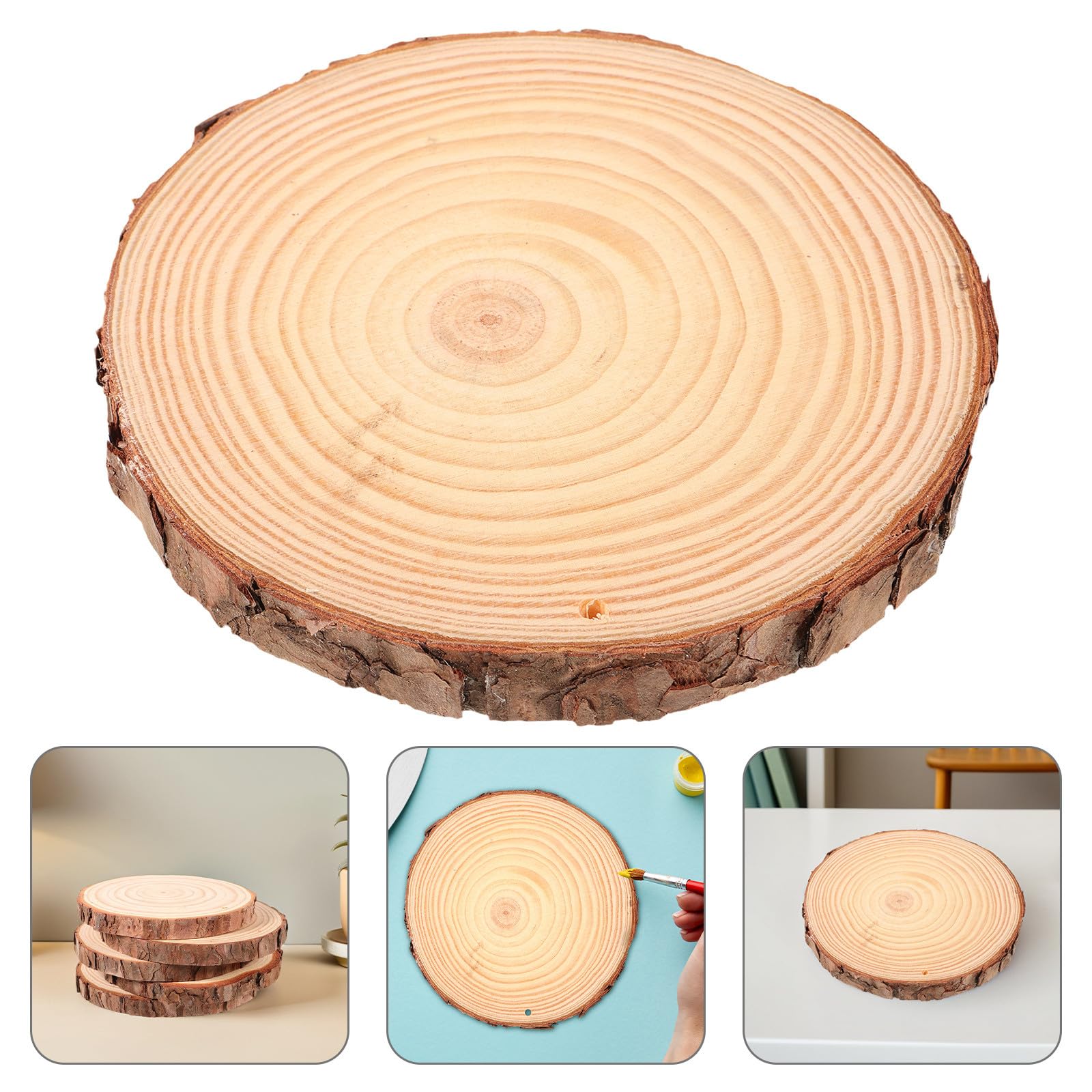 GALPADA 5 Stück Teiliges Runde Holzscheiben Natürlich Unbehandelt mit Rinde für DIY Basteln Tischdeko Untersetzer Vielseitige Holzchips für Kreative Wohnraumgestaltung