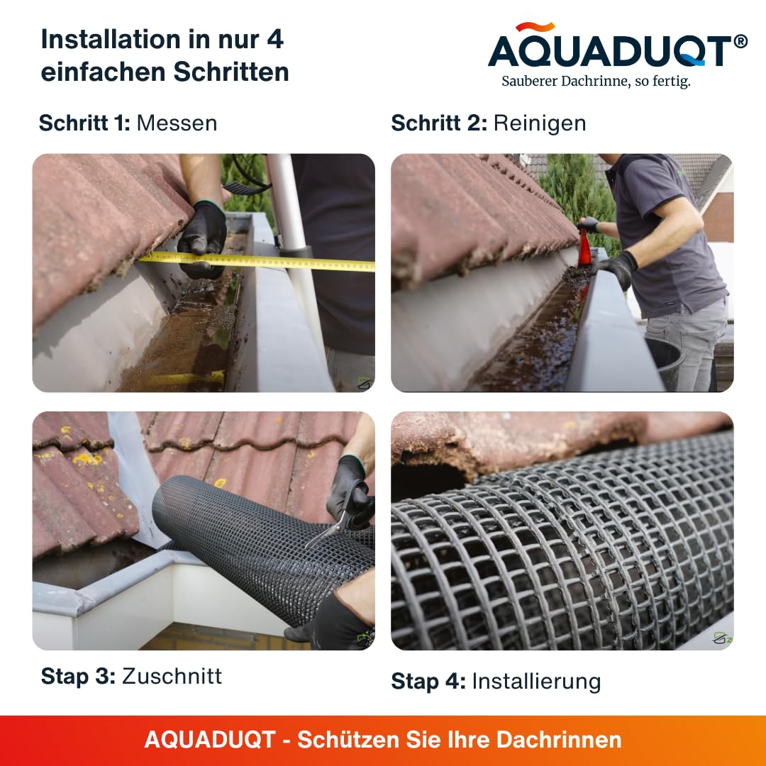Dachrinnen Laubschutz - Laubschutzgitter für Regenrinne - Dachrinnenabdeckung mit 5 Einheiten à 100 cm (5 Meter) - Größe XL (15-20cm Durchmesser) - UV-beständiges Dachrinnengitter