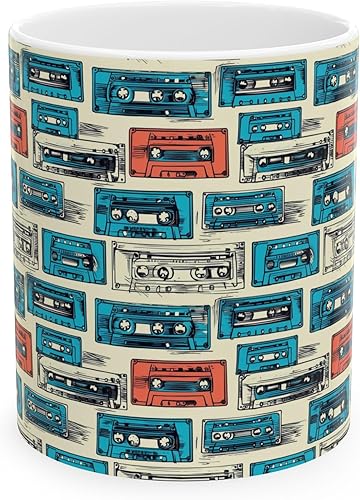 Taza de cerámica con cinta de casete retro  Taza de café vintage, regalo para amantes de la música, decoración nostálgica de cocina, taza de té de