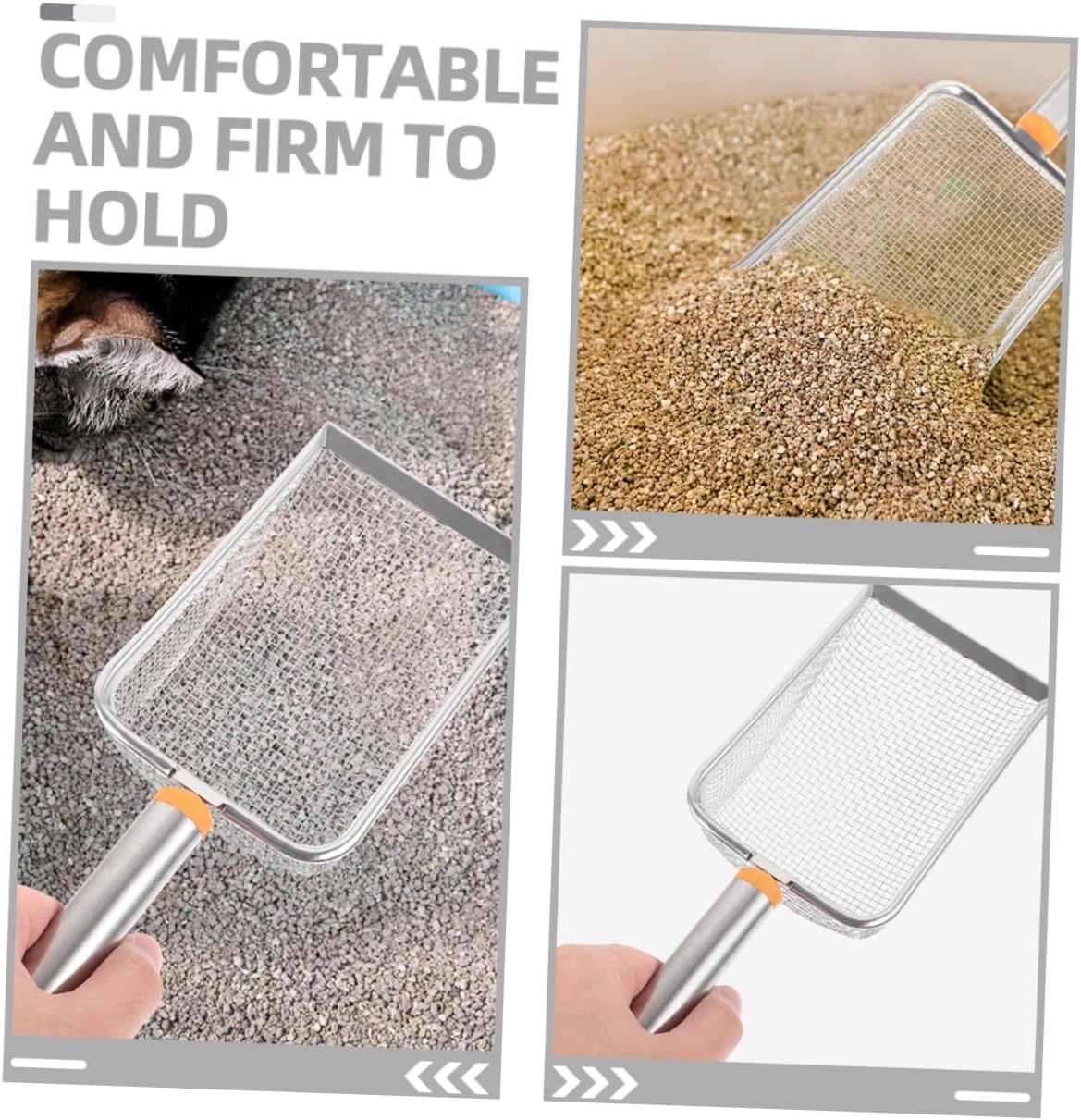 Levemolo Stainless Steel Cat Litter Scoop Easy Filter Reusable Cat Box Tool Pet Scooper for Litter Box