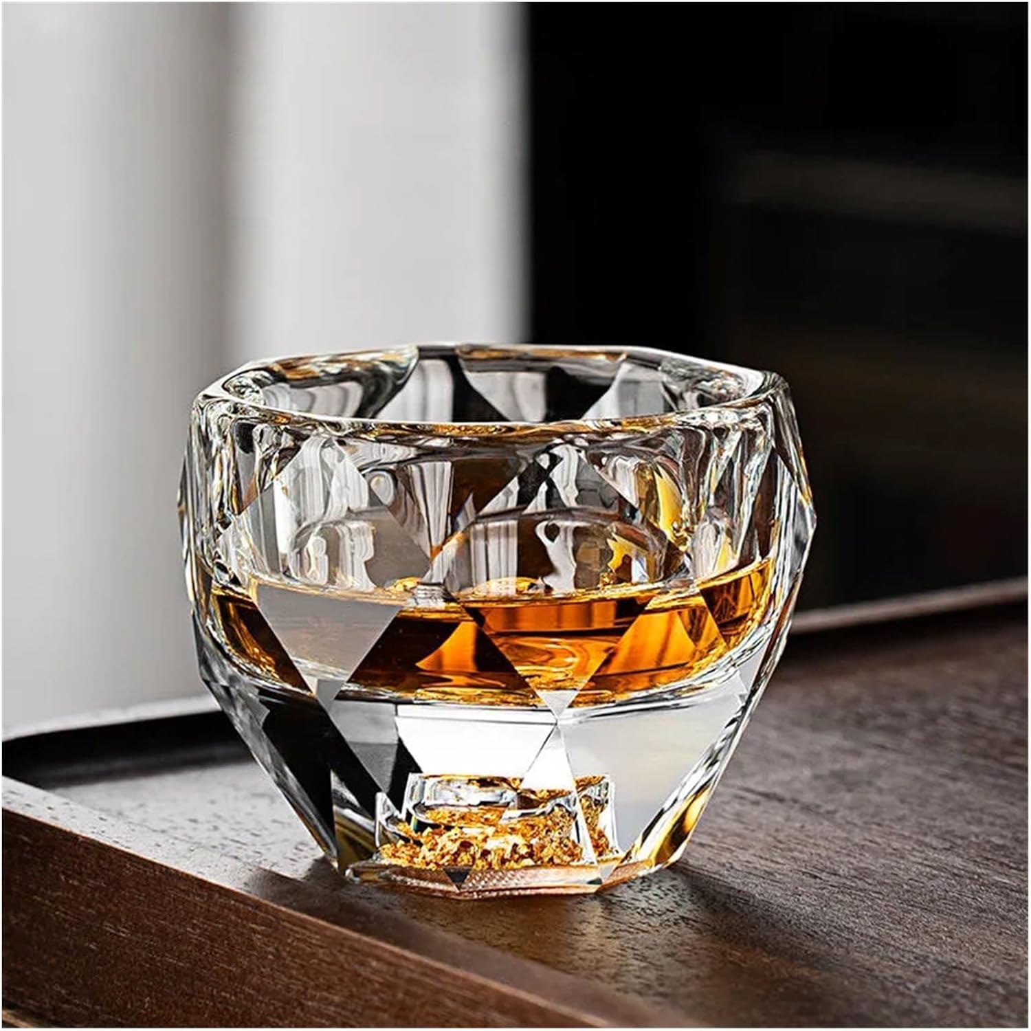 1PC 50ML Shot Glasses Diamond Faceted Double Bottom Crystal Glass Cup(Blue)