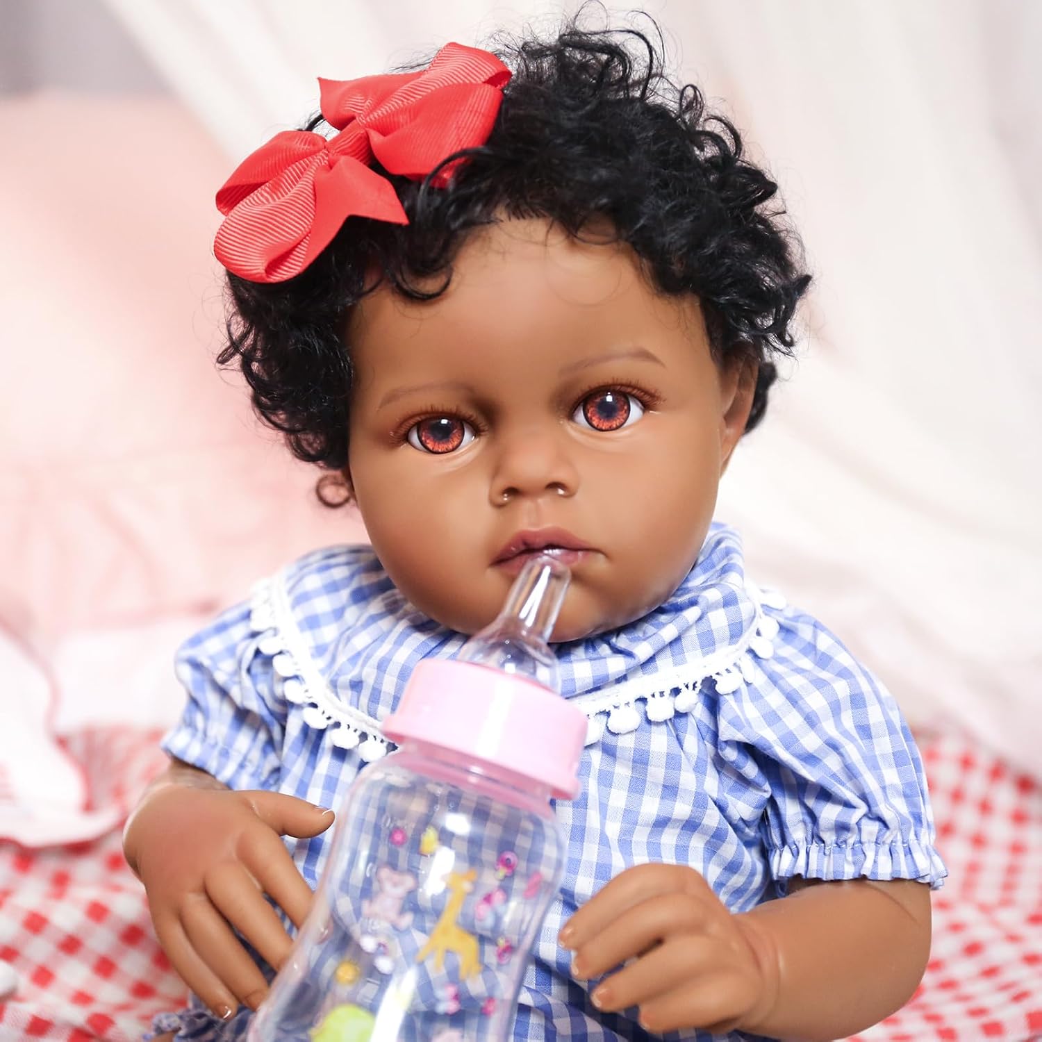 KSBD Lifelike Reborn Baby Doll Black – 18-Inch Realistic African American, Weighted Newborn Real Life Handcrafted Baby with Soft Body, American Flag Outfit and Accessories Gift Set for Kids Age 3+
