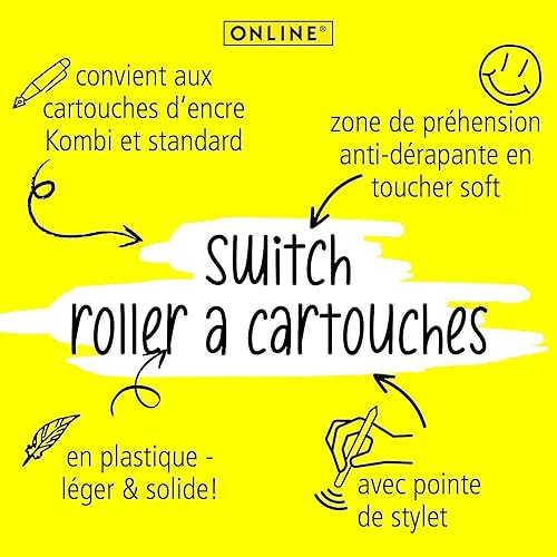 Miniatura 9 de Online Rollerball Switch Expert Black, rodillo de cartucho de tinta y bolígrafo táctil, de forma ergonómica, para zurdos y diestros, punta de lápiz