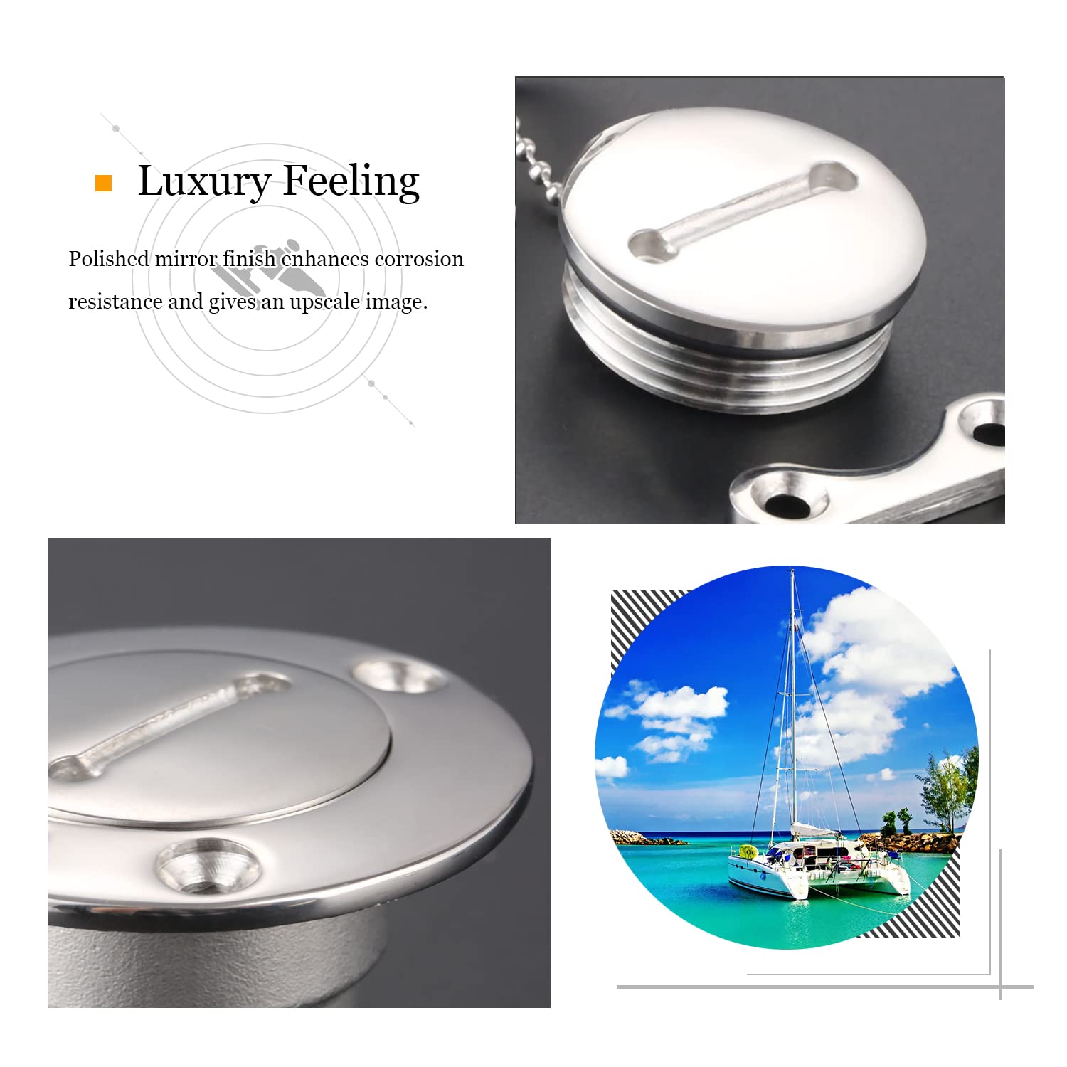 SagaSave Remplissage Pont Gaz Bateau Acier Inox 316 - Bouchon Clé Ou Sans Clé Marin Yacht