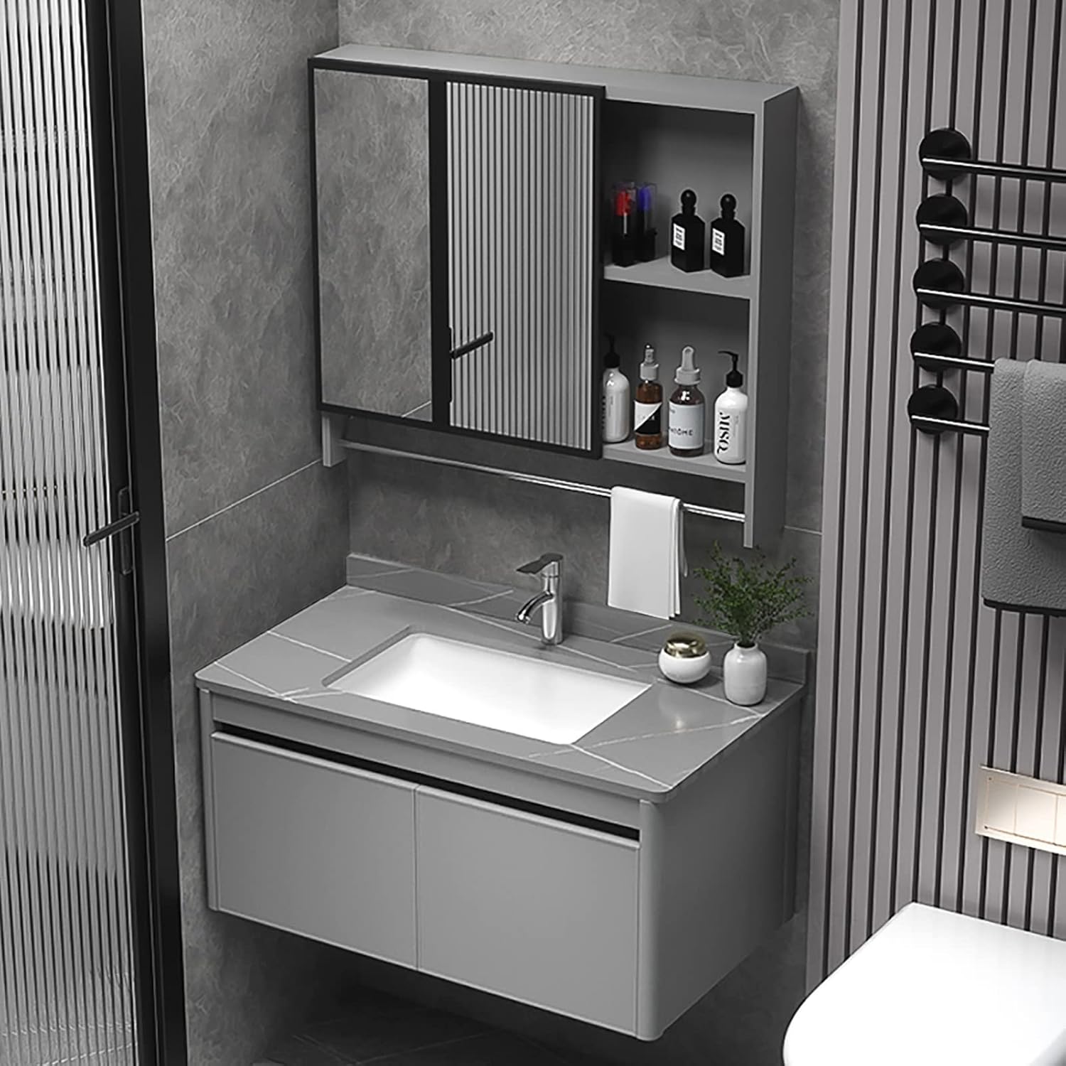 Mueble BañO con Lavabo, Gabinete de Almacenamiento para BañO con ...