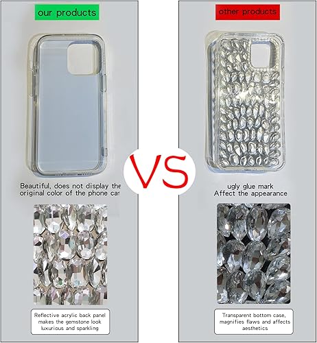 Miniatura 4 de Cavdycidy Funda para iPhone 13 Pro para mujer (6.1 pulgadas), funda de lujo muy brillante con purpurina 3D con diamantes de imitación de cristal
