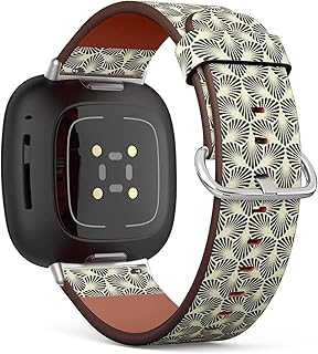 CJBROES Replacement Leather Watch Band, Compatible with Fitbit Versa 3 and Fitbit Sense of Wristband Bracelet Accessory - Stylish-Texture-Repeating