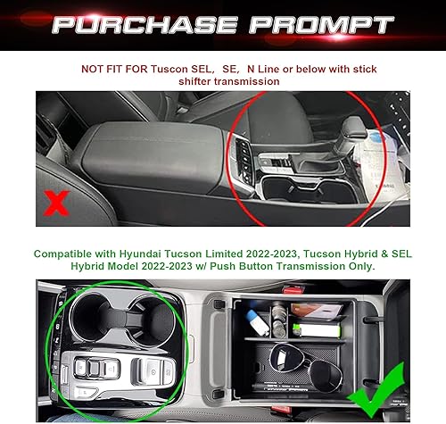 Miniatura 2 de x xotic tech Reposabrazos de consola central, organizador de bandeja de almacenamiento secundario con alfombrilla negra antipolvo, compatible con