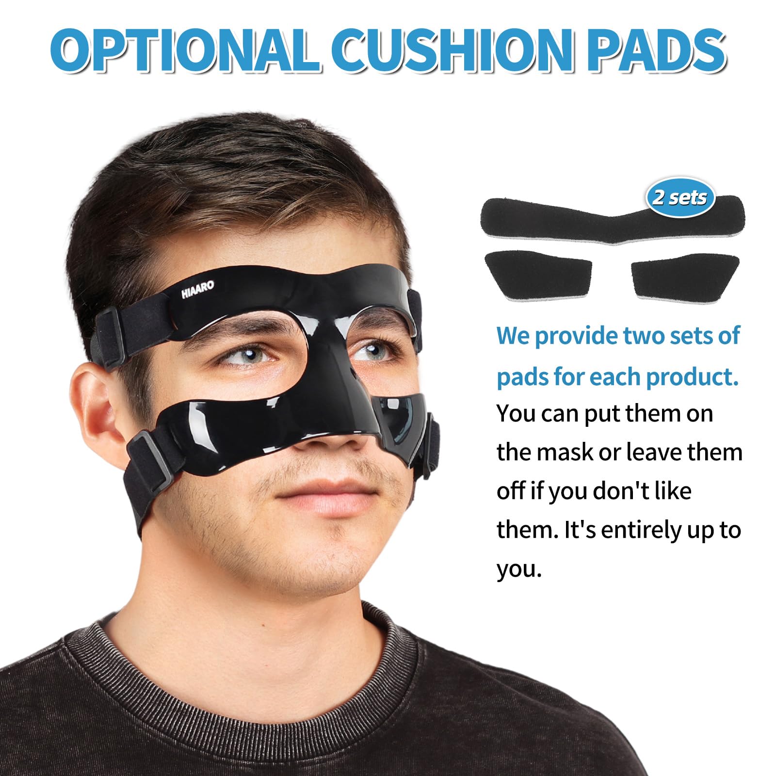 Protector de nariz para nariz rota, máscaras faciales para fútbol, baloncesto y otros deportes, protección ajustable y transparente para adultos y adolescentes, adecuado para hombres y mujeres