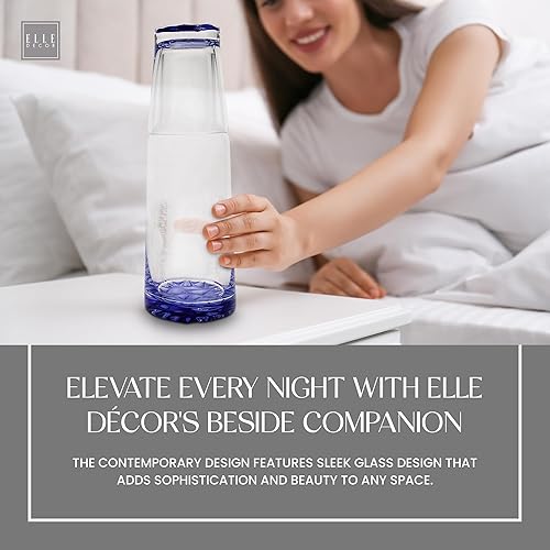 Miniatura 3 de Jarra de agua de cabecera con vaso, jarra de 35 onzas y vaso a juego, utiliza la taza como tapa para jarra, decoración del hogar para habitación de