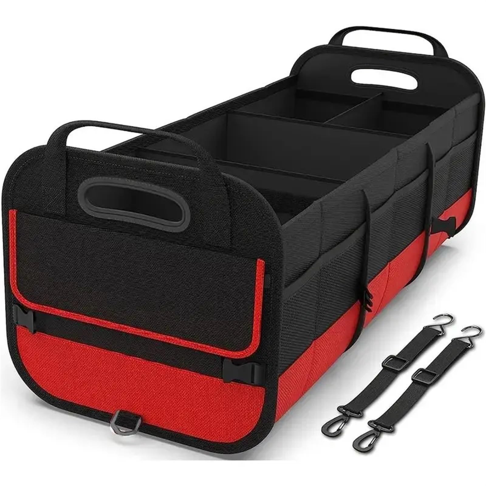 Organizador de Maletero Grande Universal for Coche, Bolsa de Almacenamiento de Maletero Plegable con múltiples Compartimentos y 2 Correas retráctiles