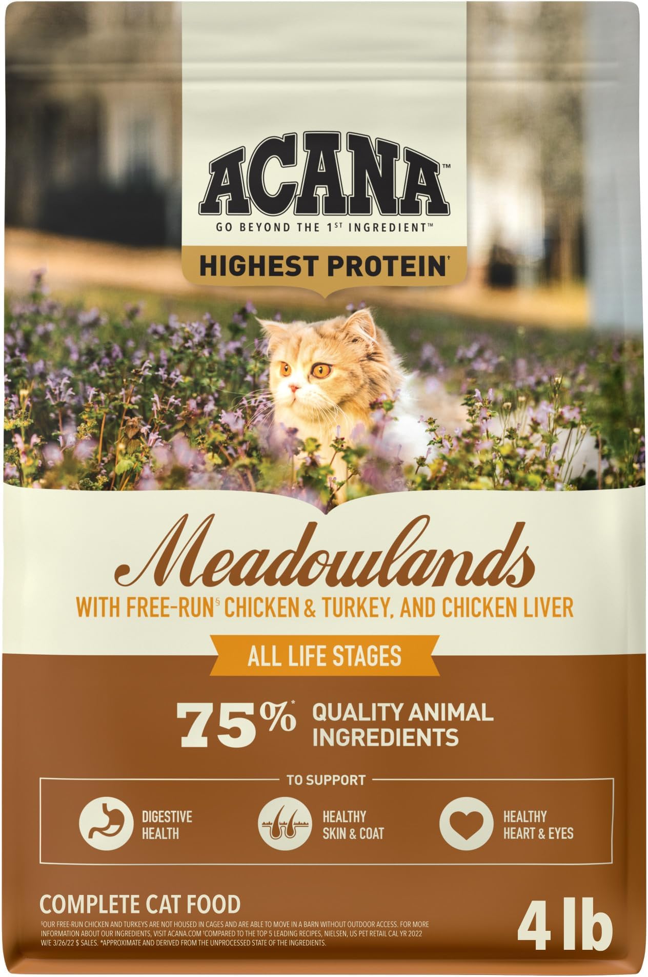 ACANA Grain-Free Dry Cat Food Meadowlands Recipe 4lb Bag