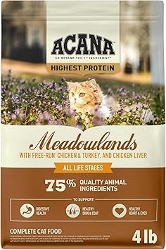 ACANA Grain-free Dry Cat Food Meadowlands Chicken Turkey Fish and Cage-Free Eggs 4lb Bag