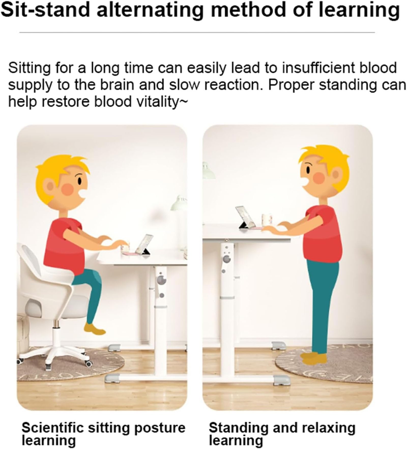 Escritorio de Altura Ajustable para Trabajar de pie: ergonómico, Ideal para Jugar con el Ordenador, como Mesa de Escritura Moderna para el Estudio o el Dormitorio.
