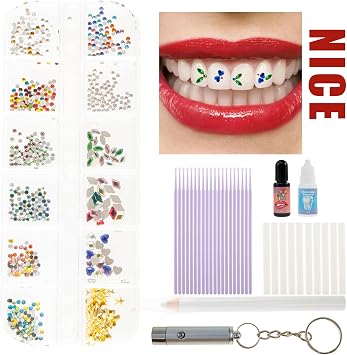 Tooth Gem Kit, 580 Tooth Gems DIY Crystals Jewelry Kit Teeth Gems Kit w Glue and Light Professional Tooth Gems Kit for Teeth, Teeth Jewelry Starter kit Girl's Gift Fashion Crystal Teeth Gems