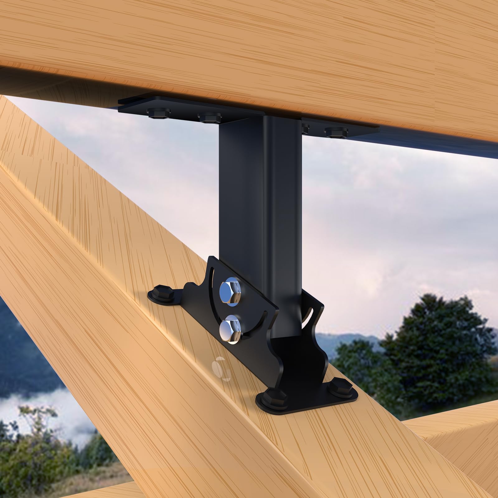 Pergula Beam Riser Beam Riser Bracket Kit RISHTEN Heavy Duty Pergola Brackets (3 Pack ...