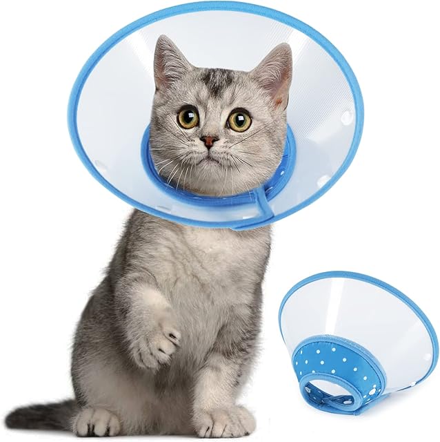 Vivifying Pet Cone, Adjustable 6.7-9 Inches Lightweight Elizabethan Collar for Puppies, Small Dogs and Cats (Blue)