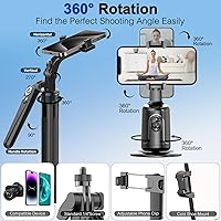 Vista 3 de Trípode para selfie con seguimiento automático de rostros para iPhone con luz, rotación de 360° que sigue tu movimiento, soporte de trípode