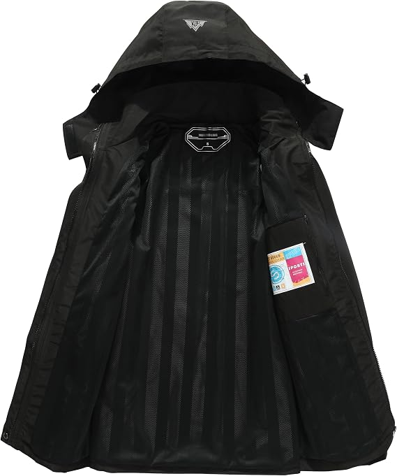 Women's Waterproof Lightweight Rain Jacket Windproof Breathable Trench Coat Detachable Hood Raincoats Outdoor Hiking Jacket