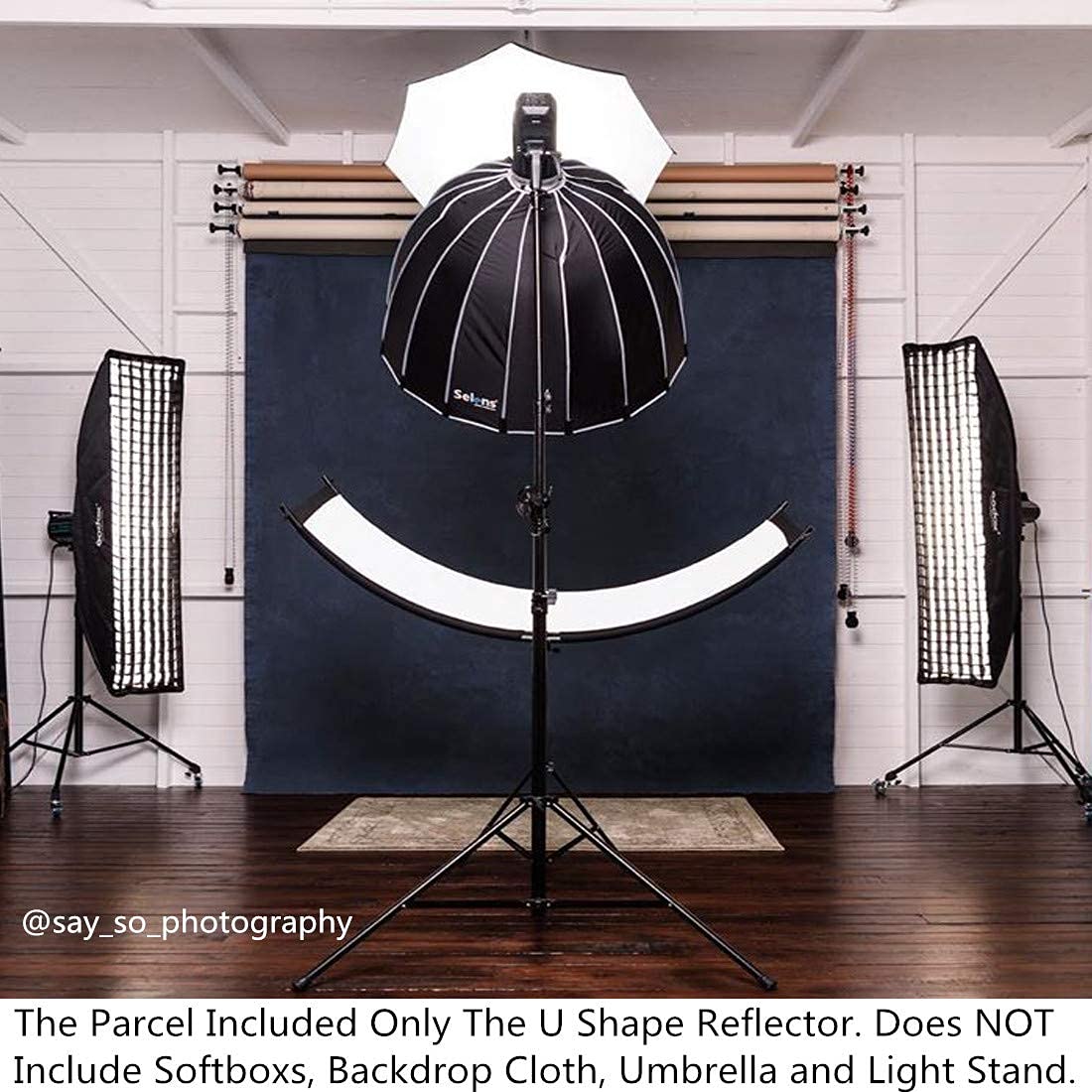 Selens 4 in 1 Reflektor 60x180cm U Form Gebogener Reflektoren Einstellbarer Beleuchtungs Diffusor mit Schwarz/Weiß/Gold/Silber Reflectors Tragetasche für Fotografie Fotostudio Porträt Catch Light