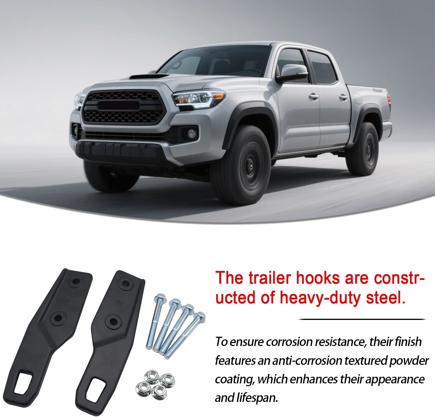 PT989-35245-03 Recovery Rear Tow Hook Set Compatible with Toyota Tacoma 2024 2025 2026, Black Left and Right