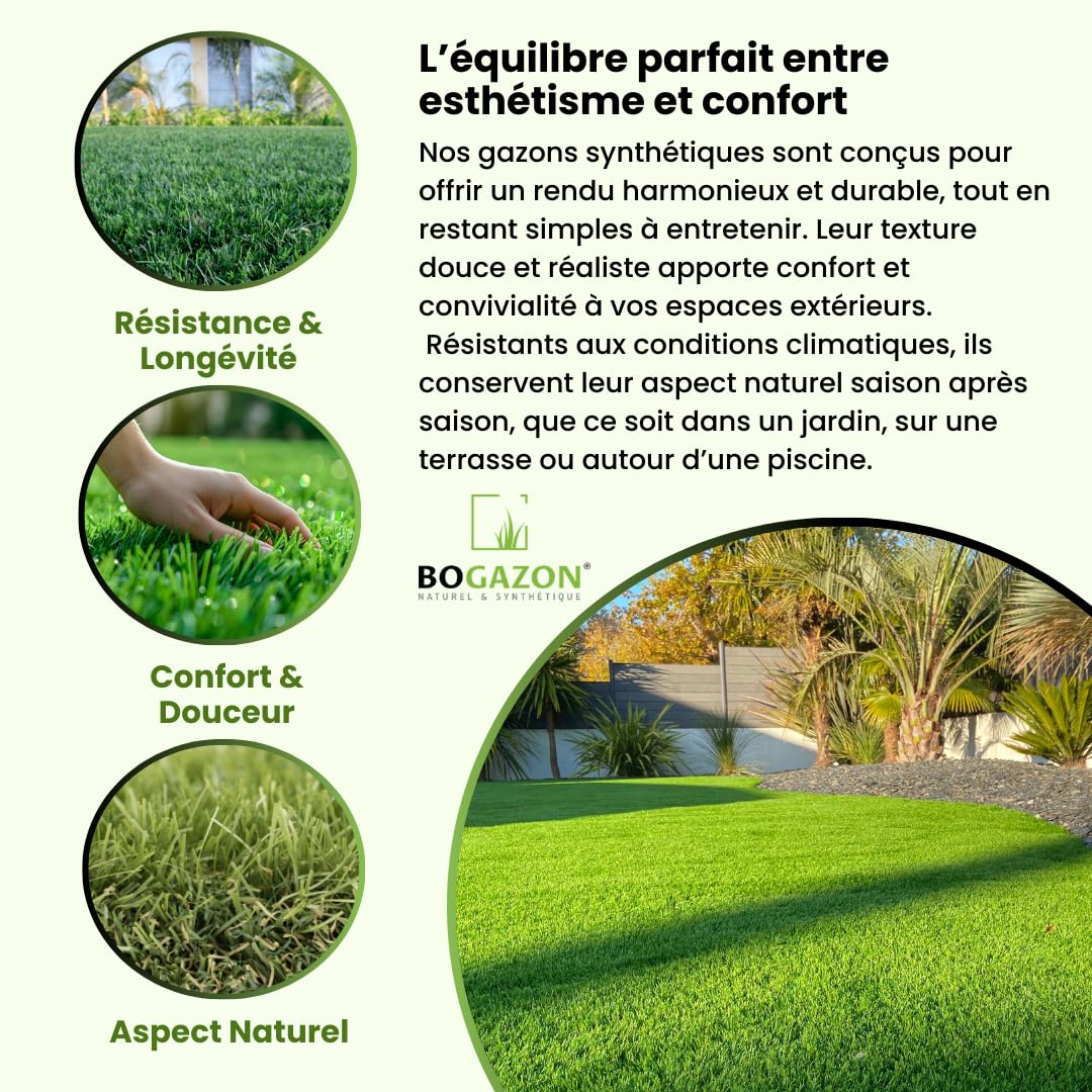 Gazon synthétique Obatala 40 mm (4 m x 2,5 m) | Pelouse Premium | Décoration Maison | Résistant UV