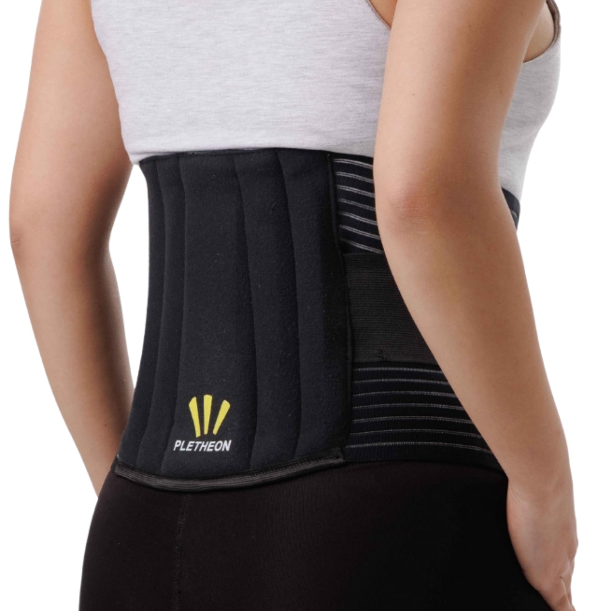 PLETHEON Lumbar Support Belt | Universal Fit Back Pain Relief Brace for Sciatica, Gym, Workout & Lifting | Comfortable Support for Men & Women | Fits 30–46 Inch Waist Black-image-4