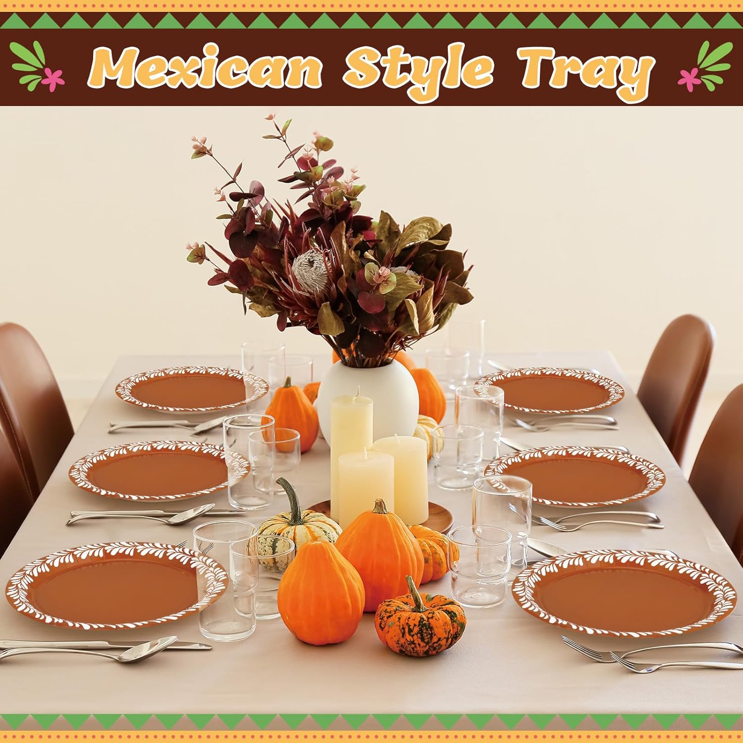 100 Pcs Platos De Barro Mexicanos Paper Plates Fiesta Party Plates 9 Inch Cielito Lindo Party Decoration Terracotta Clay Pottery Dishes for Taco Carnival Independence Day Baby Shower Supplies Wedding