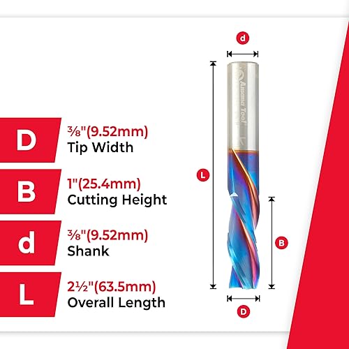 Miniatura 23 de Amana Tool 46051-K SC Spektra Extreme Tool Life Coated Spiral Plunge 1/8 de diámetro x 1/2 CH x 1/4 SHK 2 pulgadas de largo