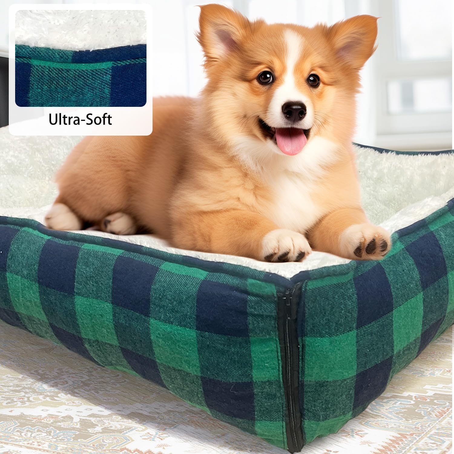 LIFFY Small Dog Bed Cat Bed - Washable Plush Calming Donut for Puppies and Cats, Soft Pet Bed with Non-Slip Bottom, Round Dog Bed Burrow, Machine Washable & Durable for Indoor Use
