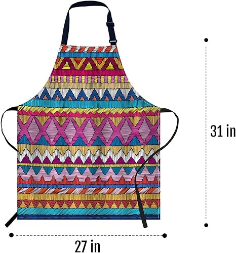 Miniatura 5 de oFloral Coloridos motivos étnicos y tribales delantal de chefs, delantal de cocina y horneado para hombres y mujeres, delantales de cocina, delantal