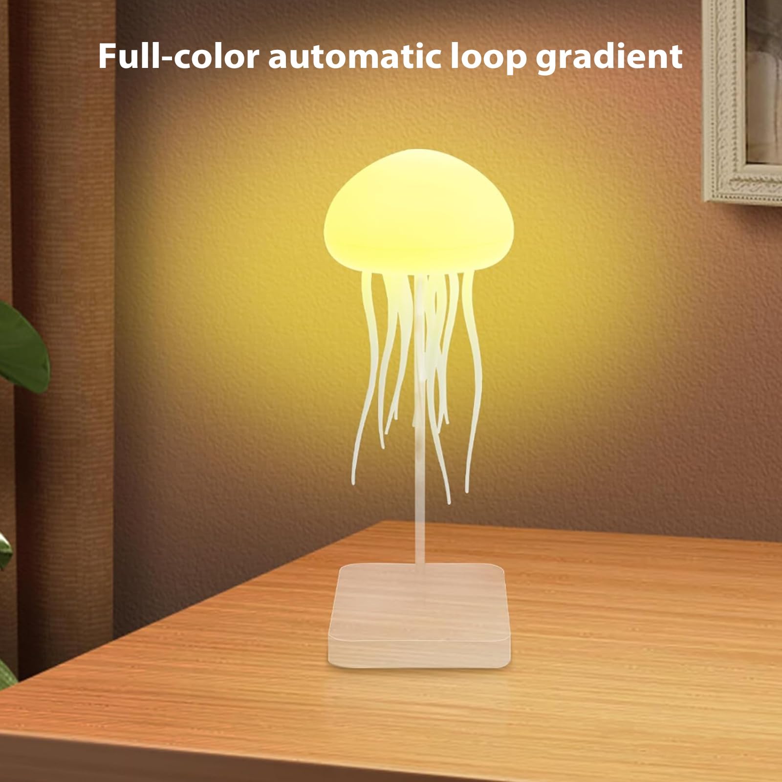 Lampe Meduse Tactile, Veilleuse Méduse Dégradé RGB avec Jambes Dansantes, Jellyfish Lamp Sans Fil Rechargeable pour Chambre et Salon (Modèle Tactile + Socle + Telecommande)