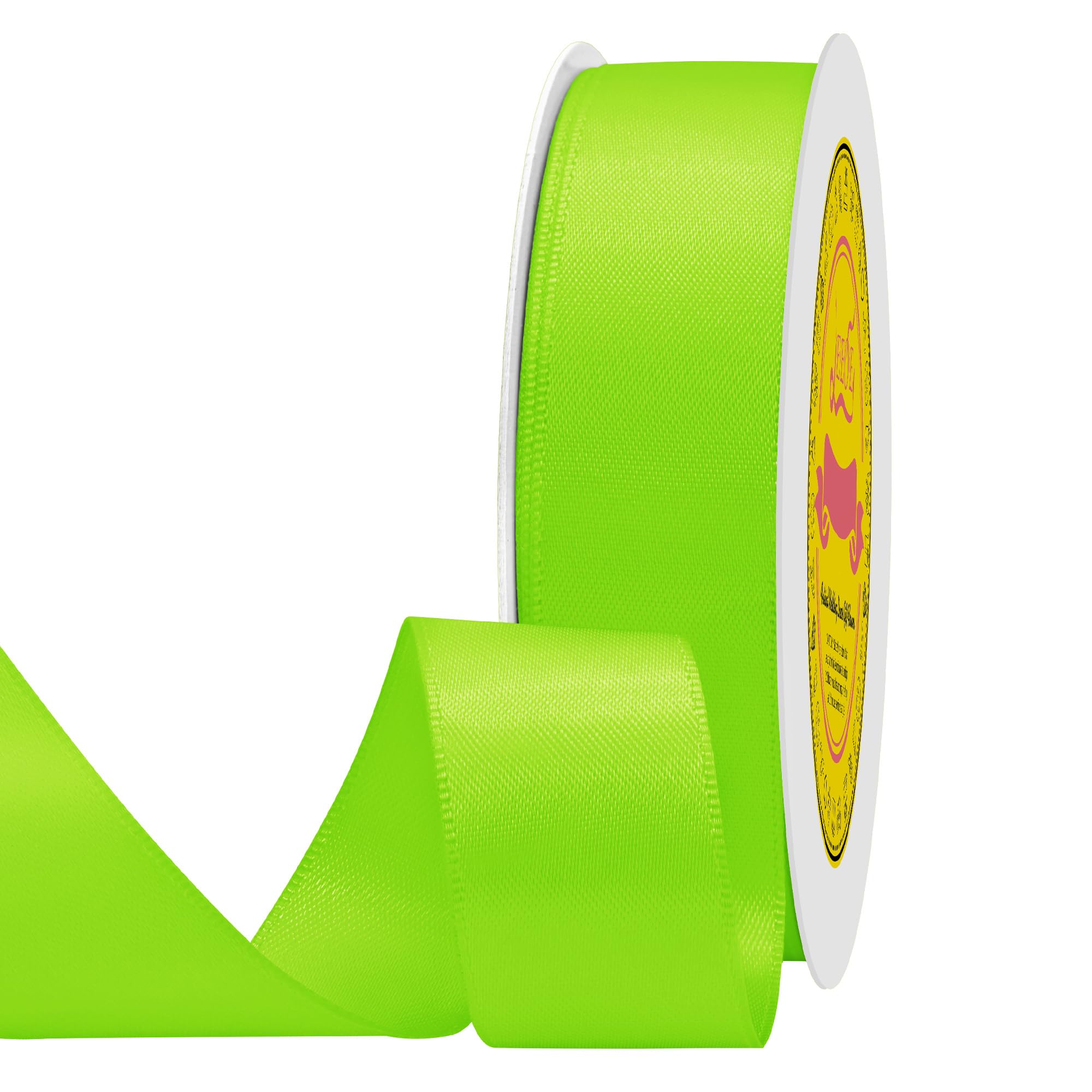 Double Face Lime Green Satin Ribbon 7/8 inch X 25 Yards Polyester Lime Green Ribbon for Gift Wrapping Very Suitable for Weddings Party Hair Bow Invitation Decorations and More