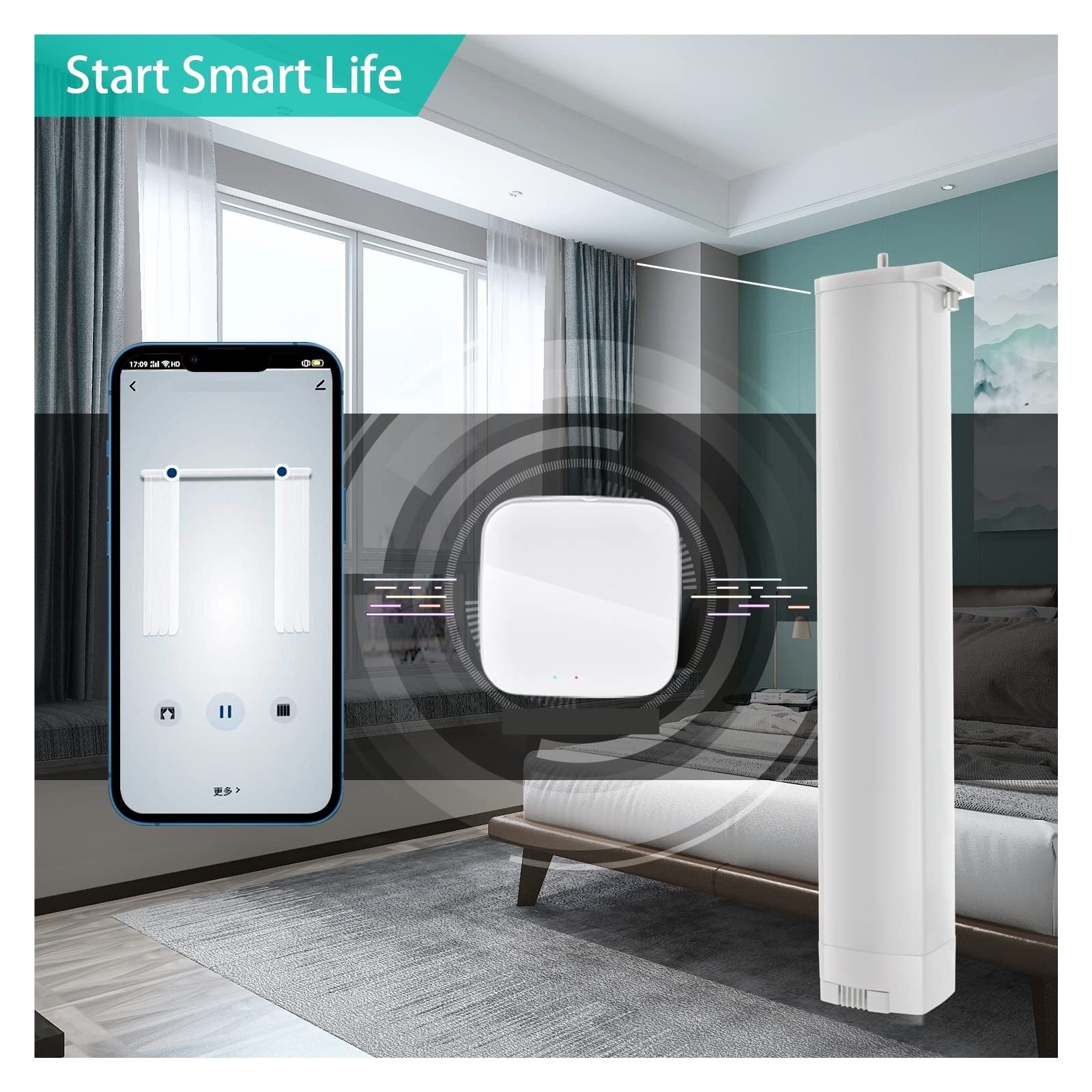 Inteligentna zasłona Wersja baterii 5200mAh Tuya Zigbee Elektryczny inteligentny silnik kurtyny Inteligentna obsługa Sterowanie głosem Asystent Alexa