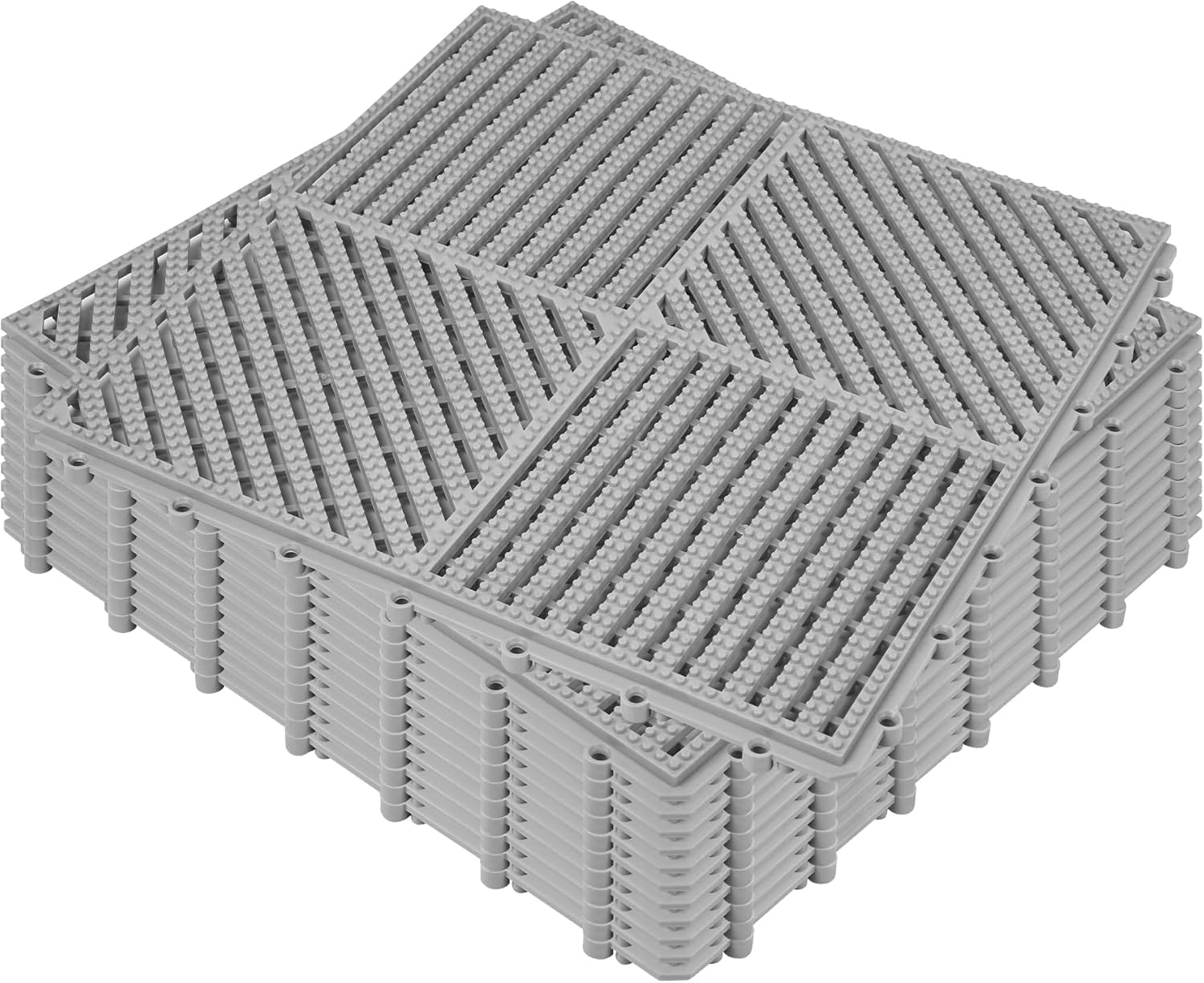 ToLanbbt Modular Interlocking Cushion 12P 11.8" x 11.8" Interlocking Rubber Floor Drain Holes Non-Slip Splicing Drainage Mats for Deck, Shower, Kitchen, Drain Pool, Sauna Bath (Grey, 2 Rows Dots) 12 PCS -2 Rows Dots Grey