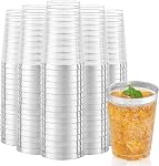 100 12oz Gold Rim Plastic Cups, Wine Glasses, Heavy Duty | Elegant, Cocktail