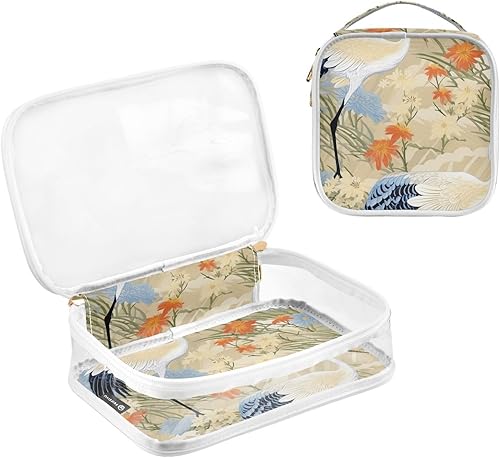 Miniatura 3 de Cranes Flowers Clear Toiletry Bag for Traveling,2 Pack Makeup Cosmetic Bag with Zipper,Travel Bag for Toiletries,Travel Essentials 21215328