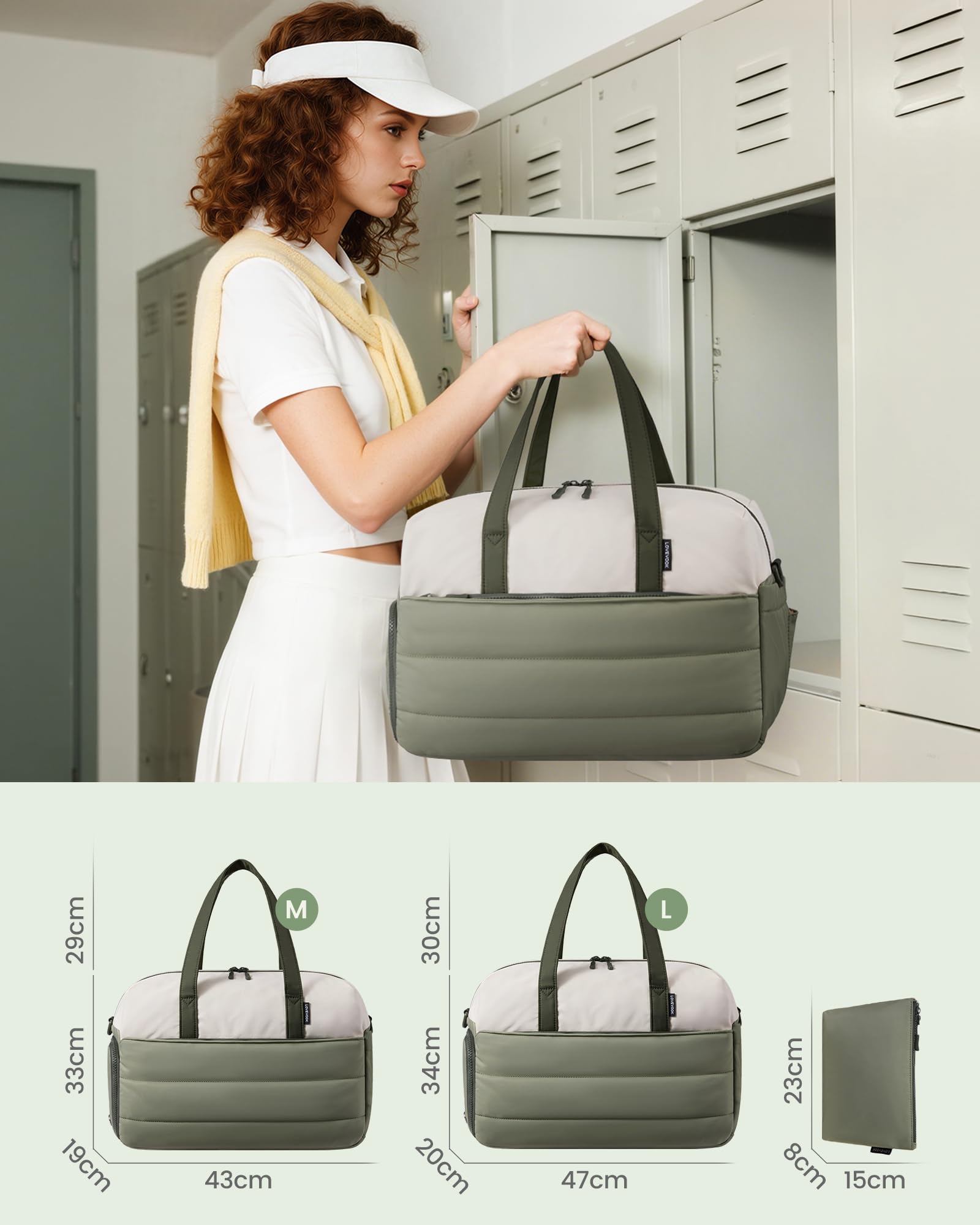 LOVEVOOK Bolsa de viaje para mujer, beige, marrón y negro, 16.5 Zoll