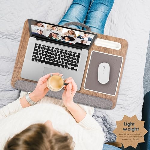 Miniatura 3 de Escritorio de regazo para laptop, soporte extraíble para laptop, mesa pequeña, incluye alfombrilla de mouse integrada para tableta y teléfono móvil